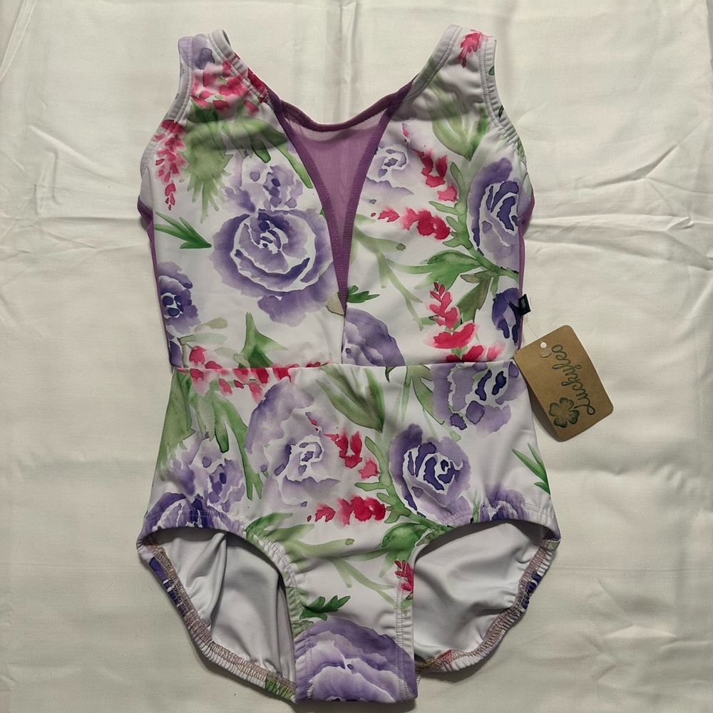 Purple and Pink Floral Ballet Leotard